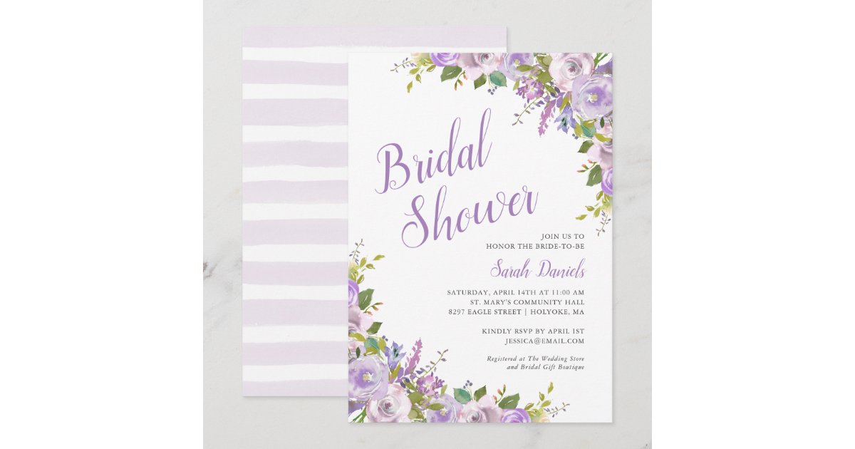 Lilac Floral Bridal Shower Invitation Zazzle