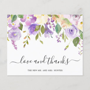 Lilac Floral Budget Wedding Thank You Card