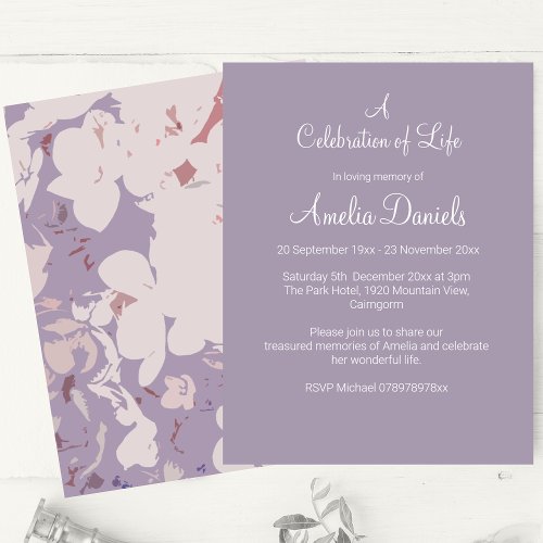 Lilac Floral Celebration of Life Card