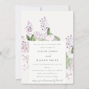 Lilac Floral Cottage Garden Watercolor Engagement Invitation