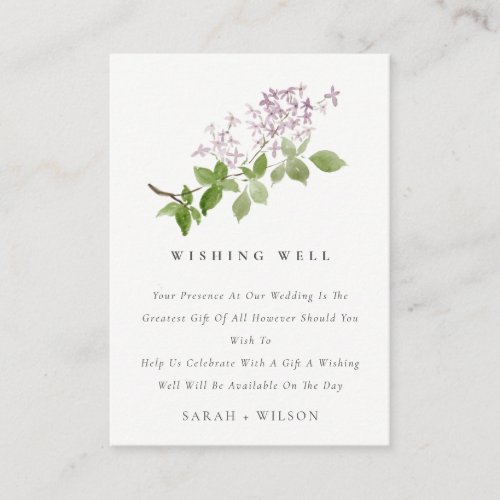 Lilac Floral Cottage Garden Wishing Well Wedding Enclosure Card