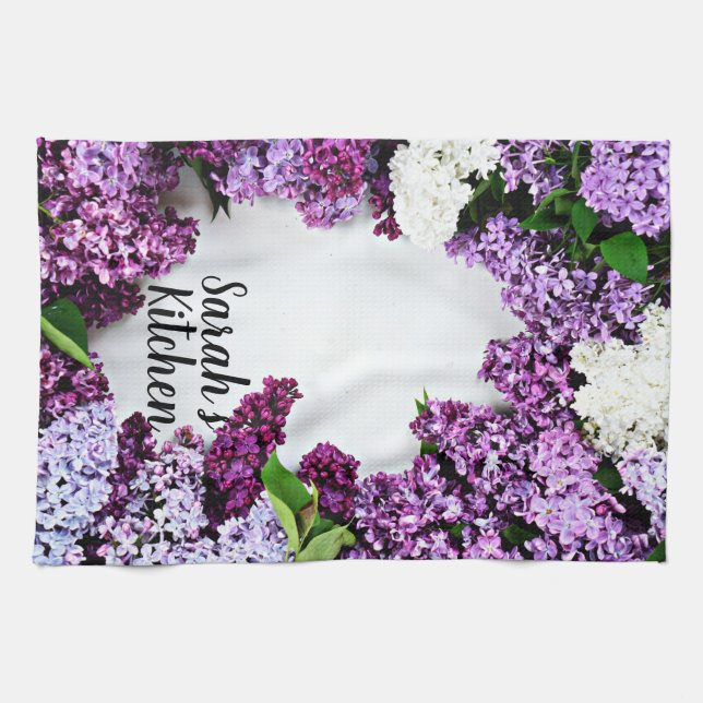 Lilac Floral Custom Kitchen Towels (Horizontal)