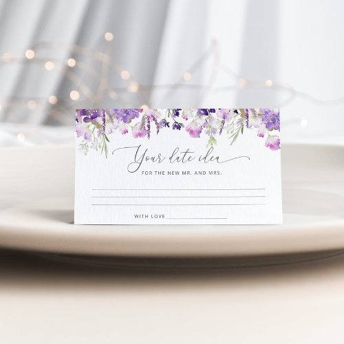 Lilac floral Date night ideas Date jar Enclosure Card