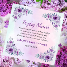 Lilac Floral Display Shower No Gift Wrap Request 