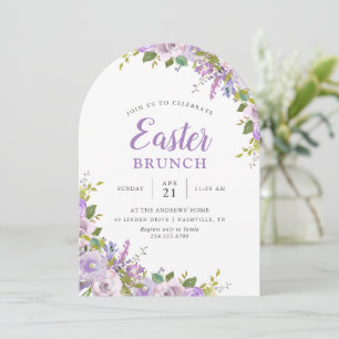 Lilac Floral Easter Brunch Party Invitation