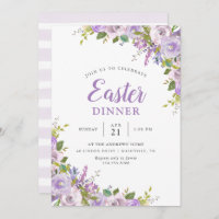 Lilac Floral Easter Dinner Party Invitation