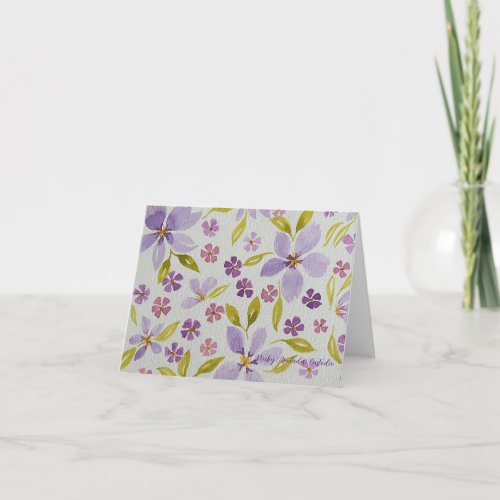 Lilac Floral Folded NoteGreeting Card