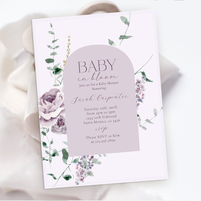 Lilac Floral in Bloom Baby Shower Invitation (Creator Uploaded)