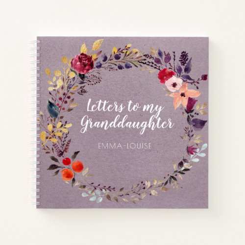 Lilac Floral Letters to My Granddaughter Keepsake Notebook