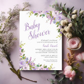 Lilac Floral Long Distance Baby Shower Invitation