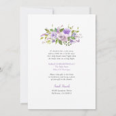 Lilac Floral Long Distance Baby Shower Invitation (Back)