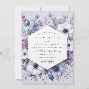 Lilac Floral Meadow Romance Wedding Invitation