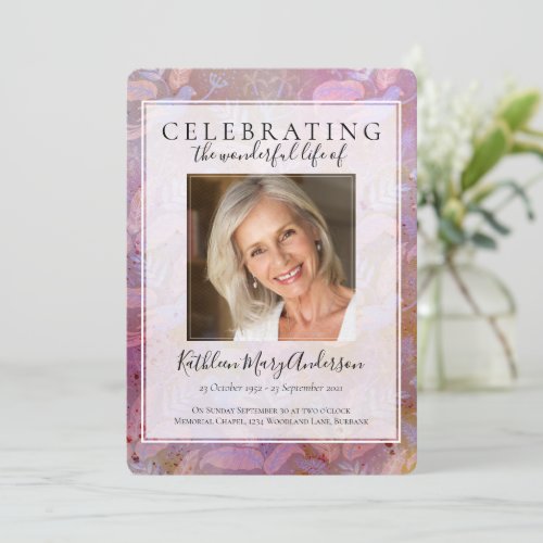 Lilac Floral Memorial Service Invitation