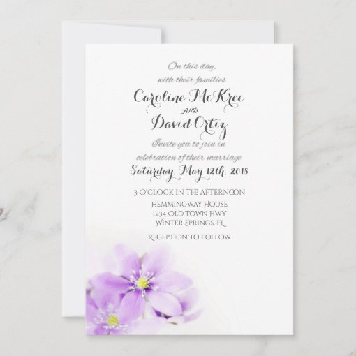 Lilac Floral Minimalist Wedding Invitation | Zazzle