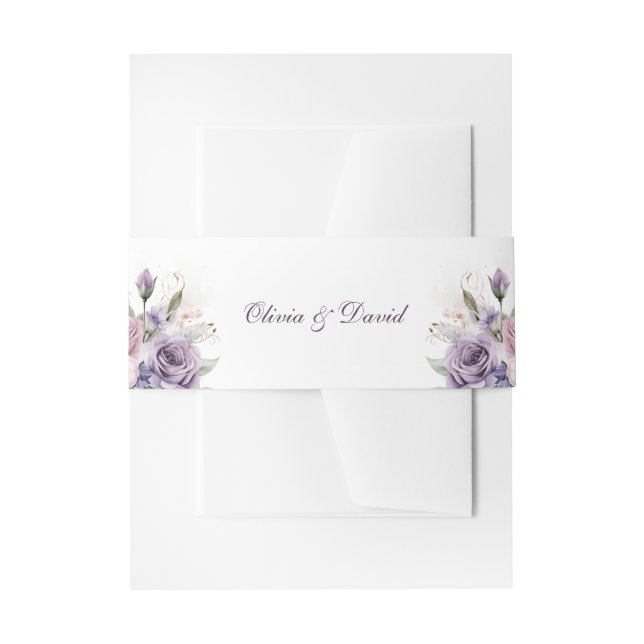 Lilac Floral Monogram Wedding Belly Band (Front Example)