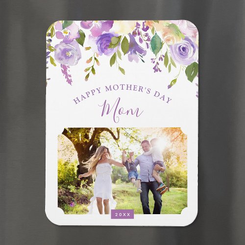 Lilac Floral Mothers Day Photo Magnet