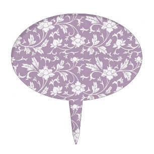 Lilac Floral Pattern Cake Topper
