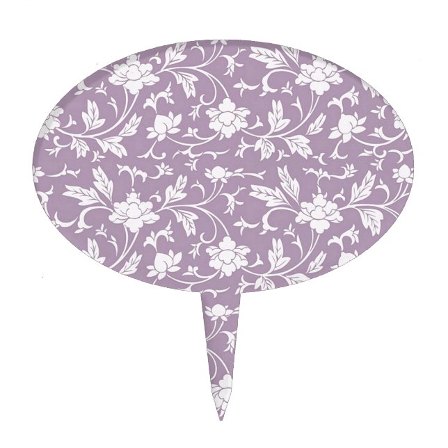 Lilac Floral Pattern Cake Topper (Front)