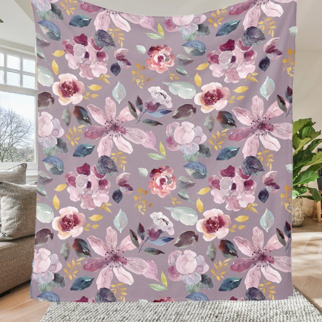 Lilac Floral Pattern  Fleece Blanket (Creator Uploaded)