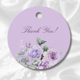 Lilac Floral Peony Bridal Shower Thank You Favor Tags