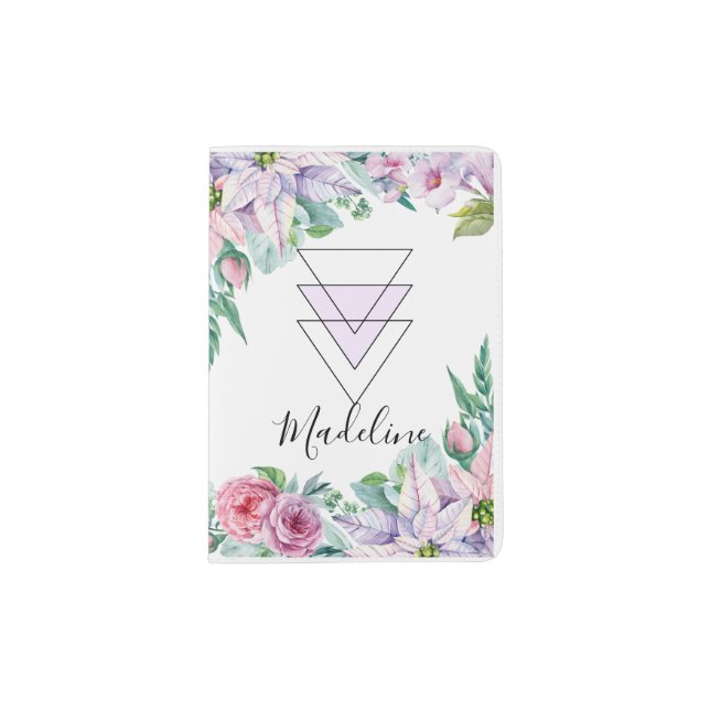 Lilac Floral Personalized Passport Holder (Front)