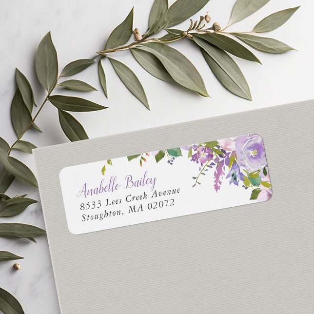 Lilac Floral Personalized Return Address Labels (Creator Uploaded)