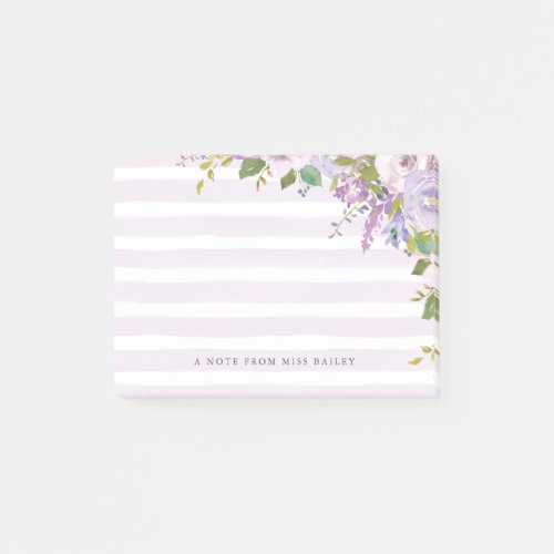 Lilac Floral Personalized Teacher Name Post_it Not Post_it Notes