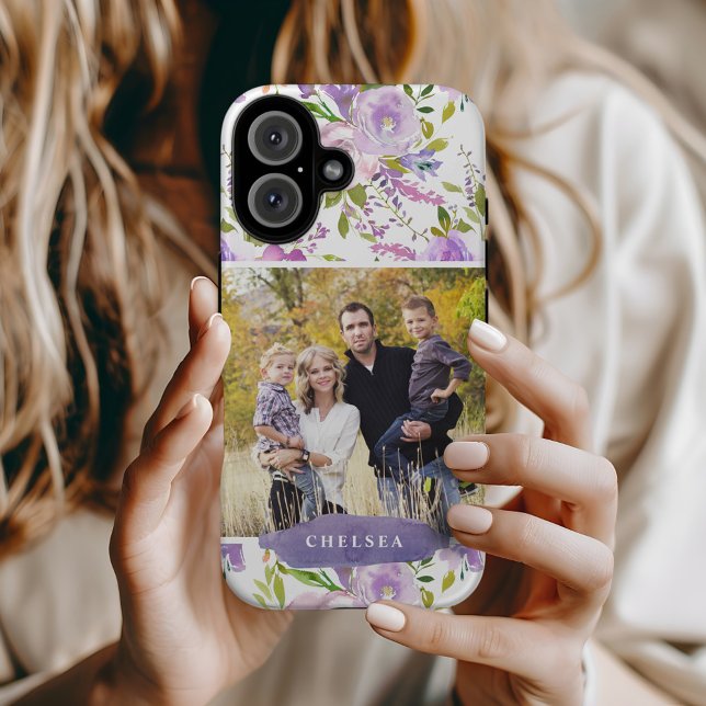 Lilac Floral Photo and Monogram Case-Mate iPhone Case (Creator Uploaded)