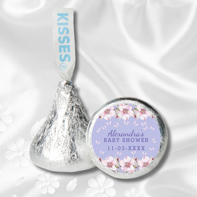 Lilac Floral Pink Butterfly Baby Shower Hershey®'s Kisses® (Creator Uploaded)