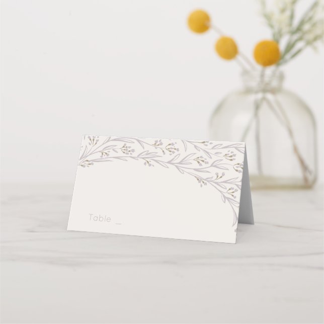 Lilac floral rustic country wedding place cards (Front)