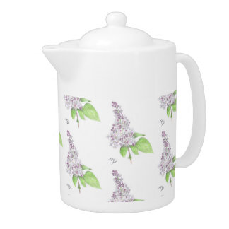 Lilac Floral Sketch Teapot