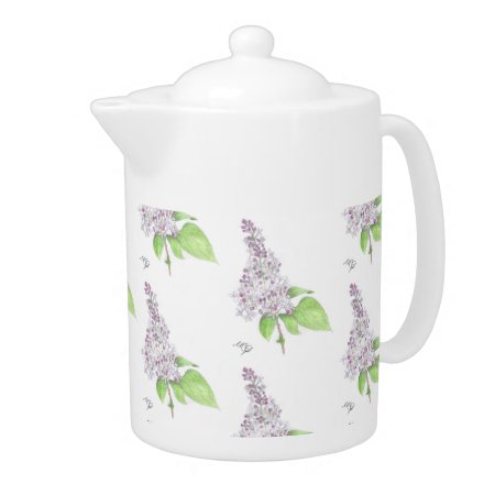 Lilac Floral Sketch Teapot