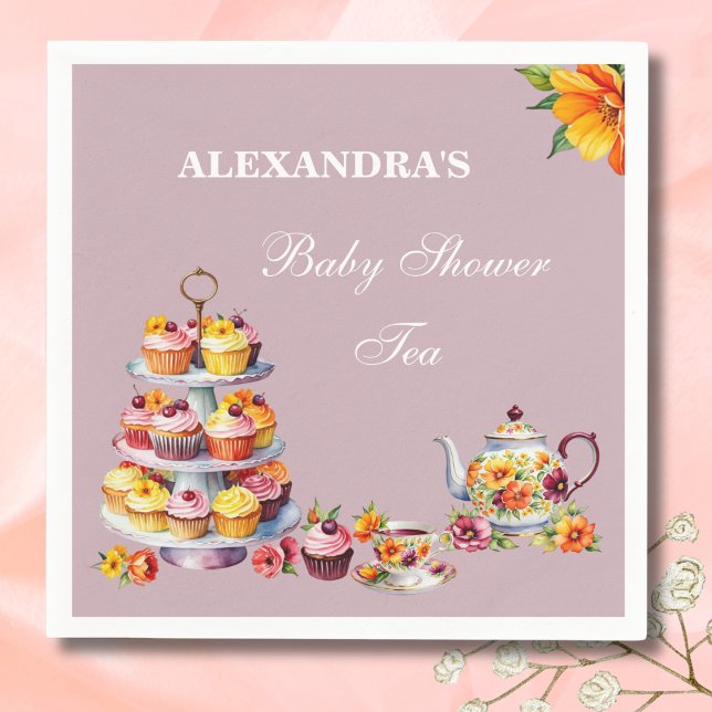 Lilac Floral Tea Party Baby Shower  Napkins (Creator Uploaded)