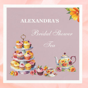 Lilac Floral Tea Party Bridal Shower  Napkins