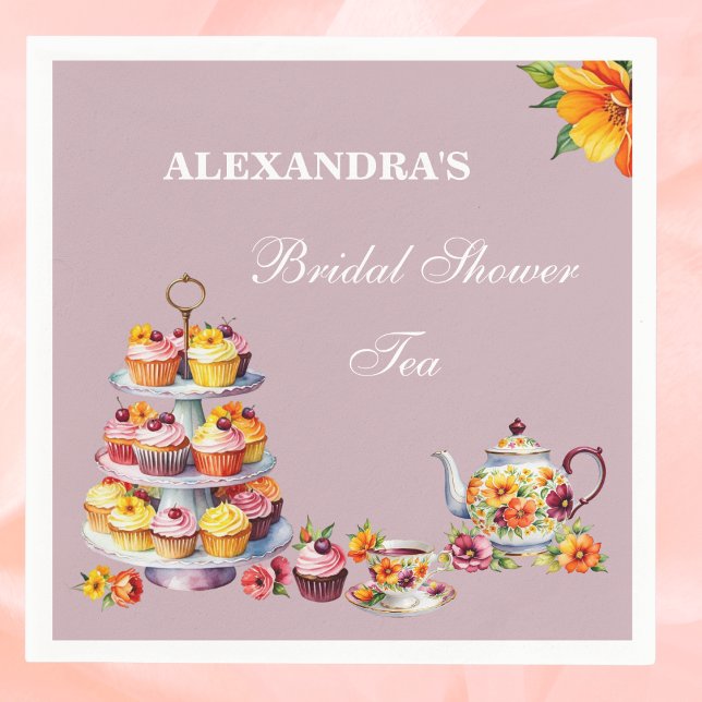 Lilac Floral Tea Party Bridal Shower  Napkins (Creator Uploaded)