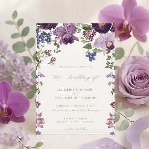 Lilac Floral Vintage Wedding Invitation
