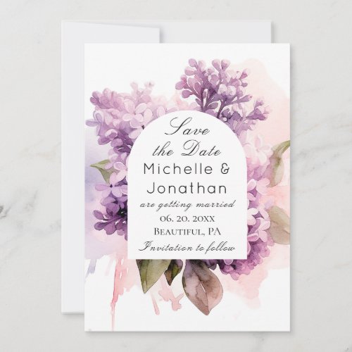 Lilac Floral Watercolor Christian Bible Wedding Save The Date