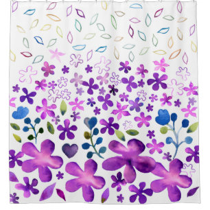 Lilac Floral Watercolour Shower Curtain