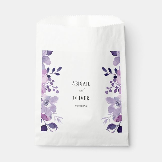 Lilac Floral Wedding Favor Bag (Front)