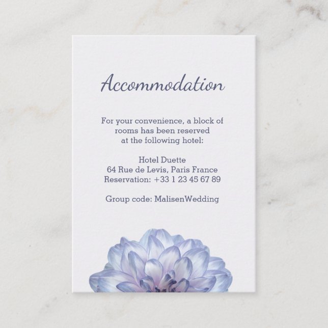 Lilac floral wedding hotel info enclosure card (Front)