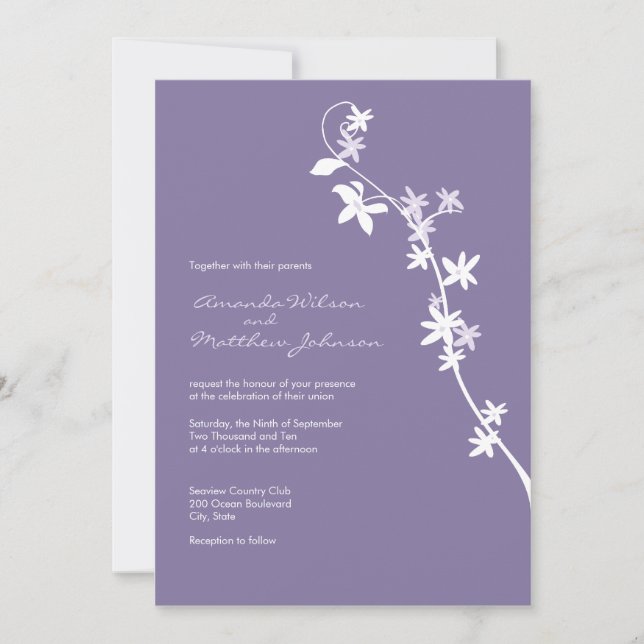 Lilac Floral Wedding Invitations (Front)