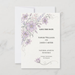 Lilac Floral Wedding Save The Date