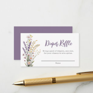 Lilac Floral Wildflower Diaper Raffle Enclosure Card