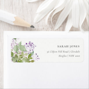 Lilac Floral Wreath Cottage Garden Address Label