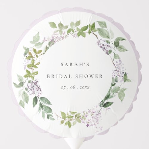 Lilac Floral Wreath Cottage Garden Bridal Shower Balloon