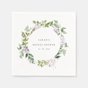 Lilac Floral Wreath Cottage Garden Bridal Shower Napkins