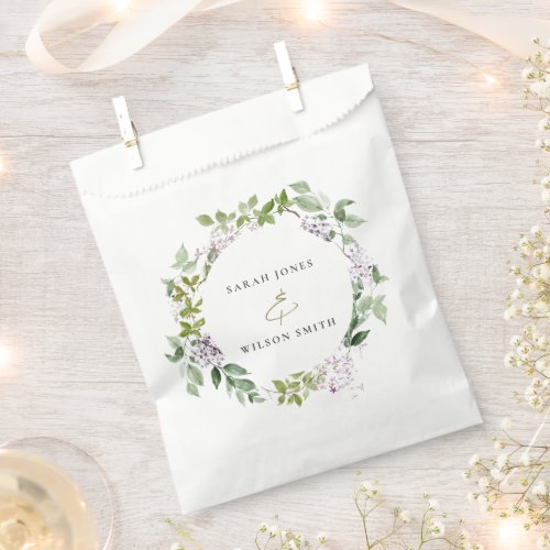 Lilac Floral Wreath Cottage Garden Wedding Favor Bag