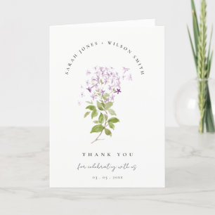 Lilac Floral Wreath Cottage Garden Wedding Letterpress Thank You Card