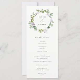 Lilac Floral Wreath Cottage Wedding Program