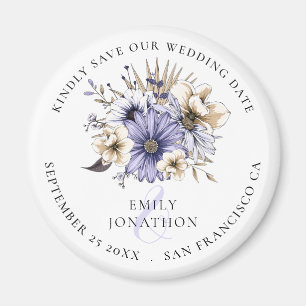 Lilac Florals Wedding Keepsake Save The Date Magnet